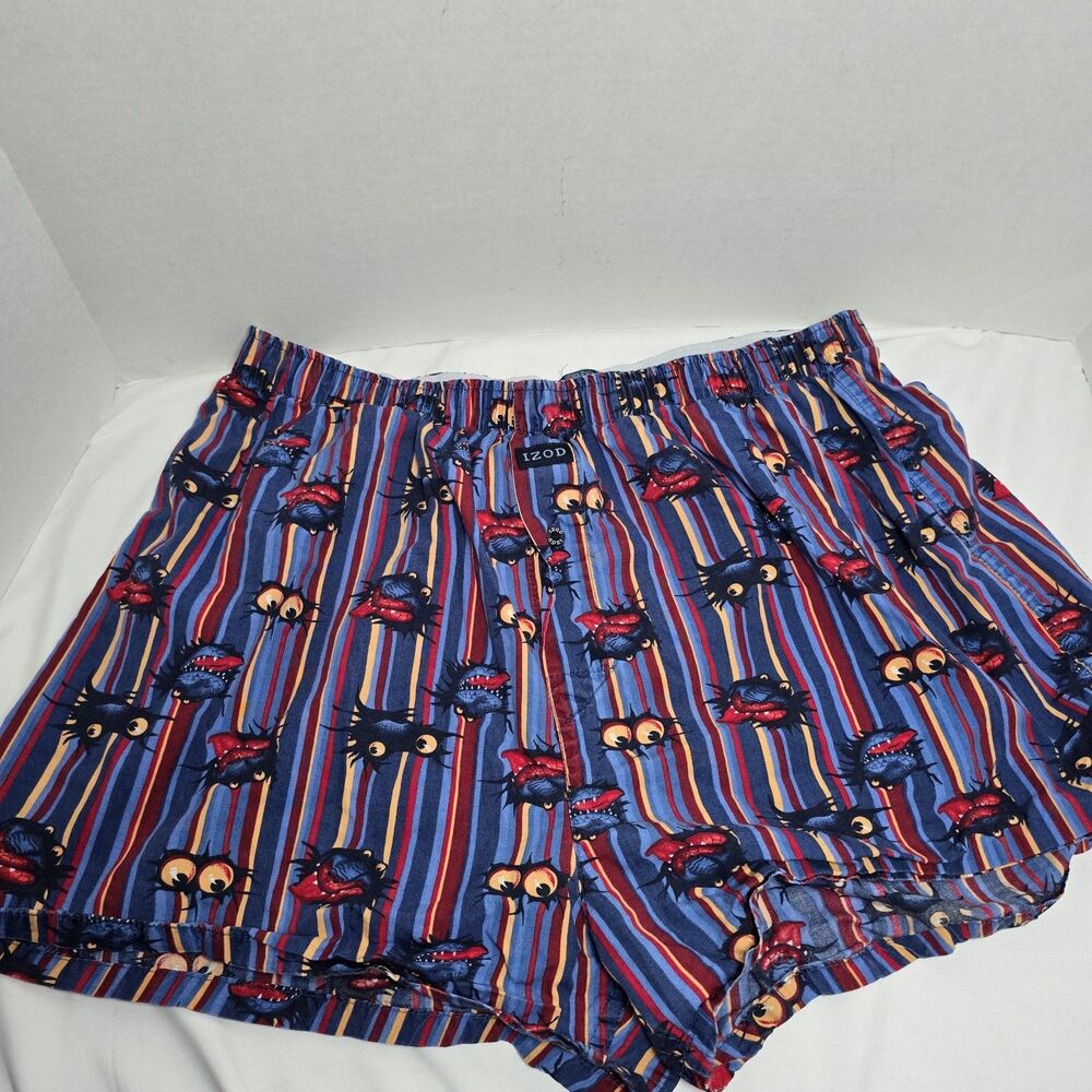 IZOD Vintage Boxer Shorts Men's Cotton Woven Halloween Eyes Underwear Size Large